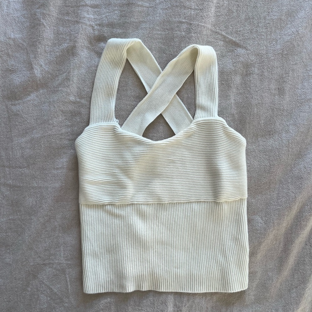 Abercrombie & Fitch Cream Ribbed Tank Top
